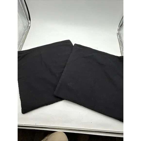 (2)CB2 Akemi Black Woven Velvet Decorative Throw Pillow Covers 18x18 100% Cotton - Picture 5 of 6